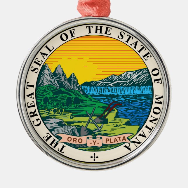 Montana state seal america republic symbol flag metal ornament (Front)
