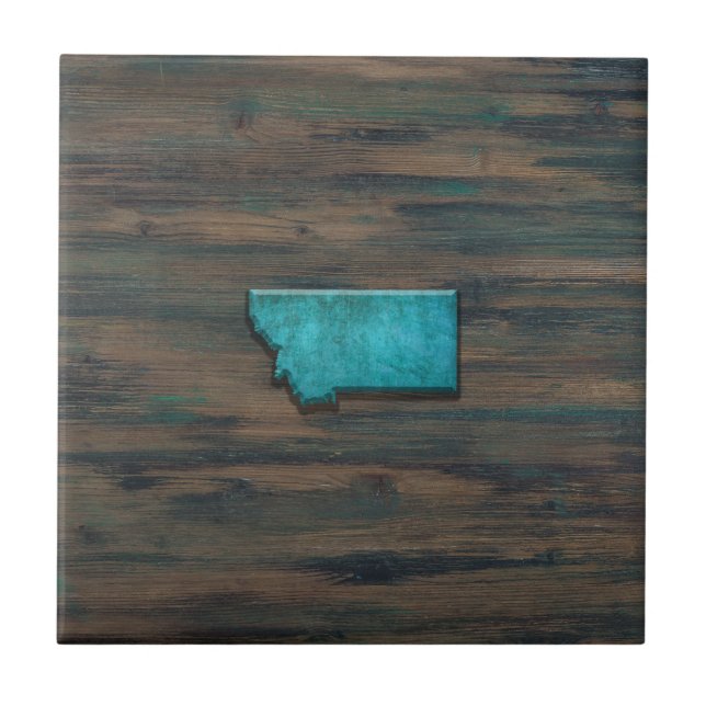 Montana State Shape Teal Ceramic Tile (Front)