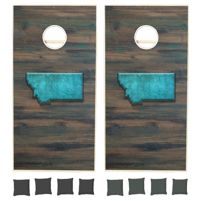 Montana State Shape Teal Cornhole Set (Set)