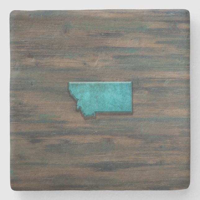 Montana State Shape Teal Stone Coaster (Front)