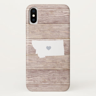 Montana State Silhouette Rustic Wood Look iPhone XS Case