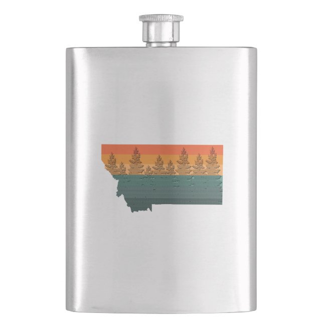 Montana State Tree Silhouette Flask (Front)
