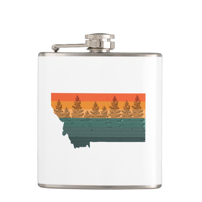 Montana State Tree Silhouette Flask (Front)