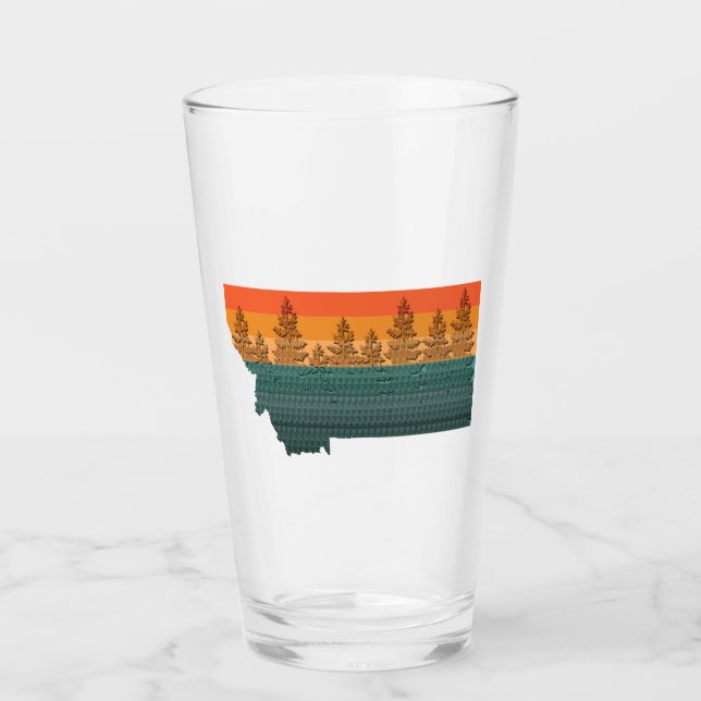 Montana State Tree Silhouette Glass (Front)