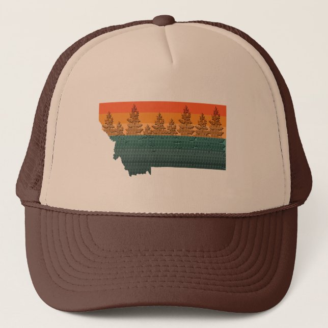 Montana State Tree Silhouette Trucker Hat (Front)