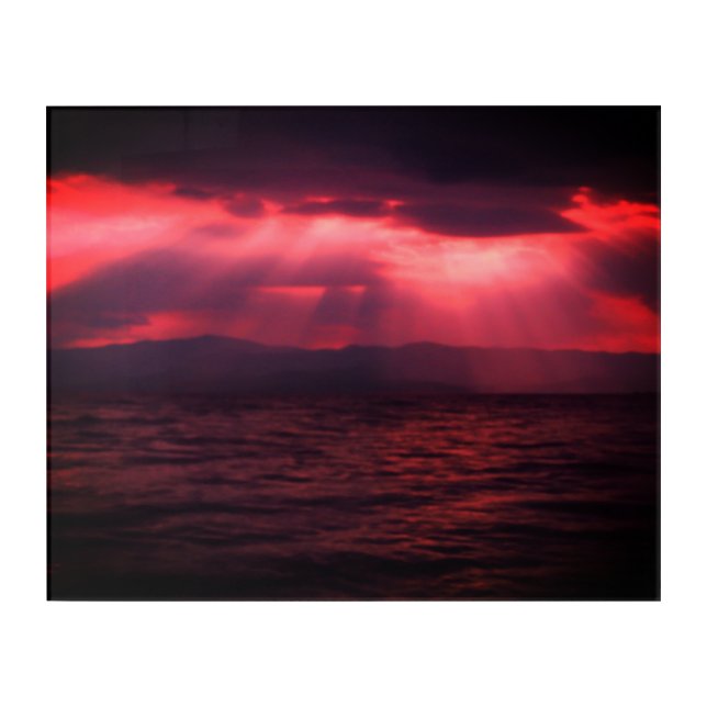 Montana Sunburst over Flathead Lake Acrylic Print (Front)