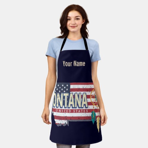 Montana United States Retro State Map Vintage USA Apron