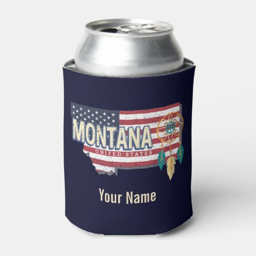 Montana United States Retro State Map Vintage USA Can Cooler