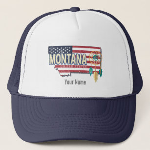 Montana United States Retro State Map Vintage USA Trucker Hat