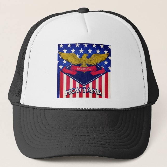 Montana USA Flag Trucker Hat (Front)