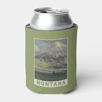 Montana Usa Vintage Travel Can Cooler by PizzaRiia at Zazzle