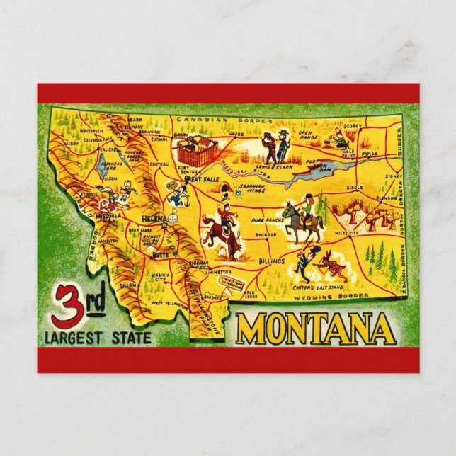 Montana Vintage Map Postcard (Front)
