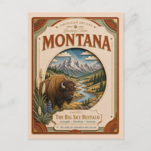 Montana Vintage Paper Cut American Arcana Postcard