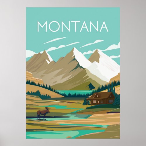 Montana vintage travel poster