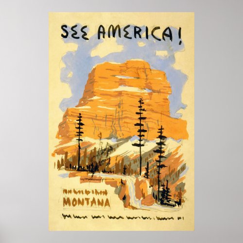 Montana Vintage Travel Poster