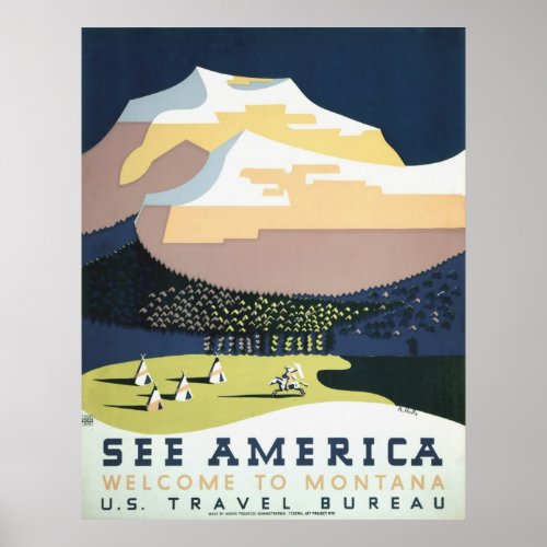Montana Vintage Travel Poster Ad Retro Prints