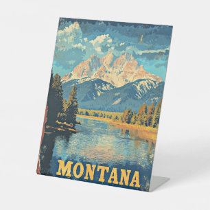 Montana Vintage Travel Poster Pedestal Sign