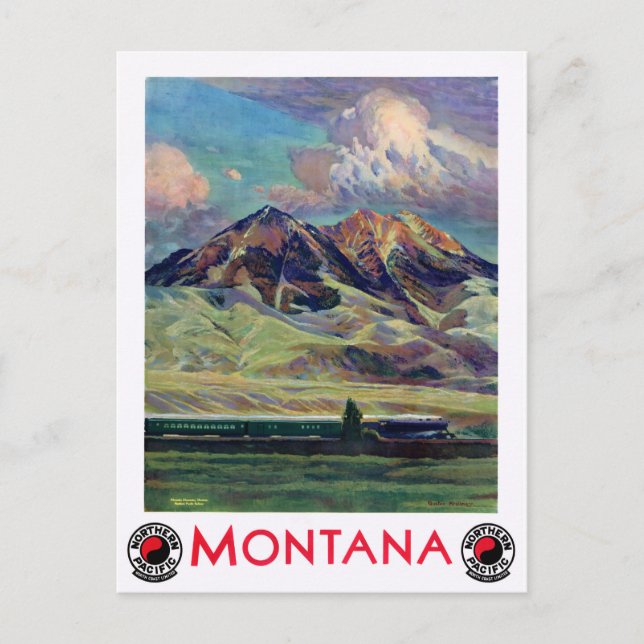 Montana Vintage Travel Poster Restored Postcard (Front)