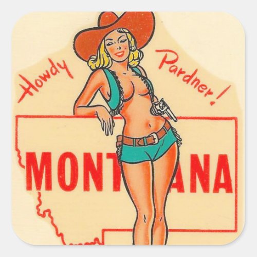 Montana  vintage travel square sticker