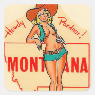 Montana  vintage travel square sticker
