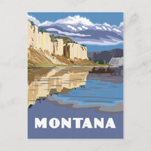 Montana vintage travel style postcard
