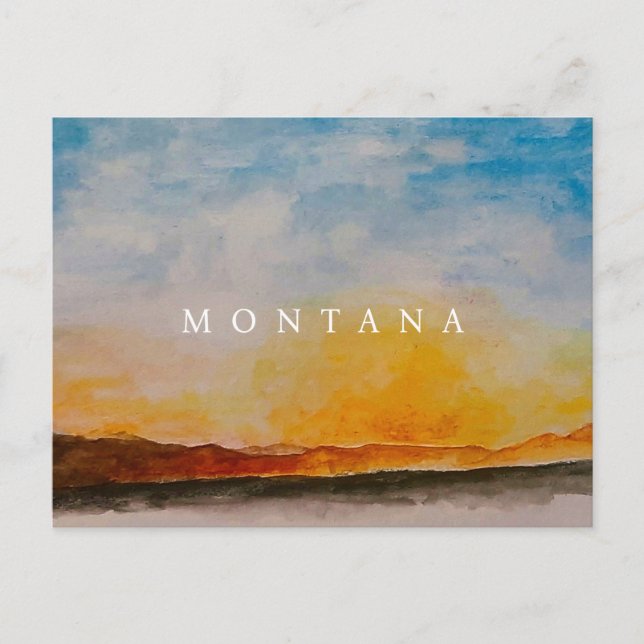 Montana Watercolor Mountains Landscape Painting Postcard (Front)