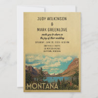 Montana Wedding Invitation Vintage Glacier Lake