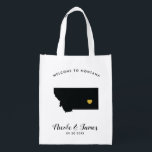 Montana Wedding Welcome Bag, Black and Gold Grocery Bag<br><div class="desc">Fill this welcome bag with favorite goodies for your guests to enjoy when they arrive in Montana!</div>