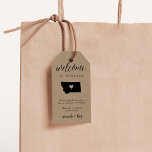 Montana Wedding Welcome Gift Tags<br><div class="desc">Share a welcome message for your Montana wedding guests with these rustic chic kraft tags that are perfect to attaching to your wedding welcome bags. Design features your welcome message in black lettering with a silhouette map of the state of Montana with a heart inside.</div>
