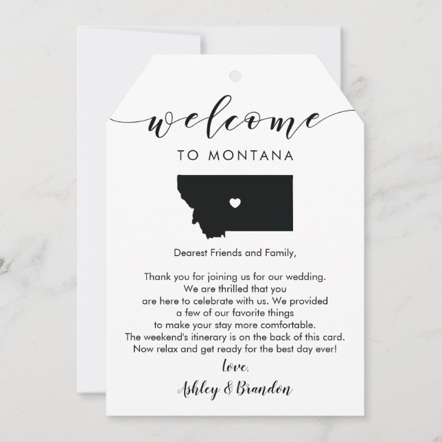 Montana Wedding Welcome Tag Letter Itinerary (Front)