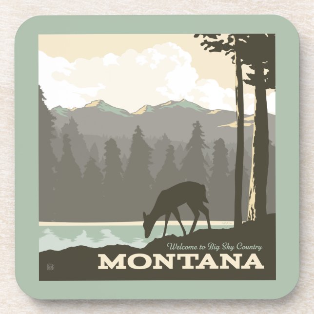 Montana | Welcome to Big Sky Country Beverage Coaster (Front)