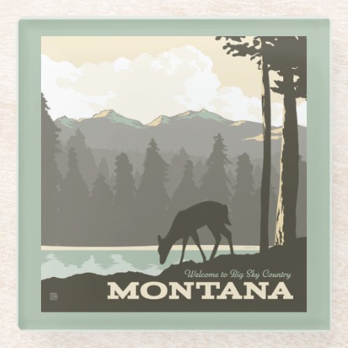 Montana  Welcome to Big Sky Country Glass Coaster