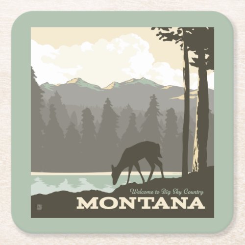 Montana  Welcome to Big Sky Country Square Paper Coaster
