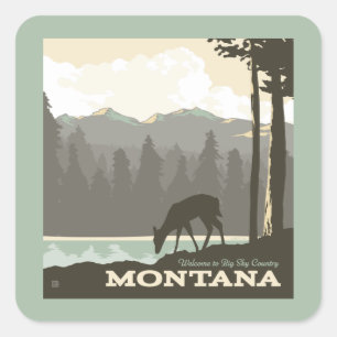 Montana Welcome to Big Sky Country Square Sticker