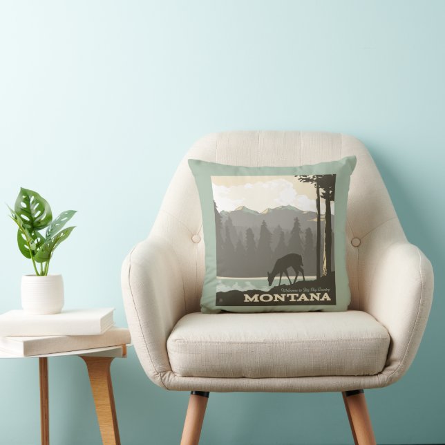 Montana | Welcome to Big Sky Country Throw Pillow (Chair)