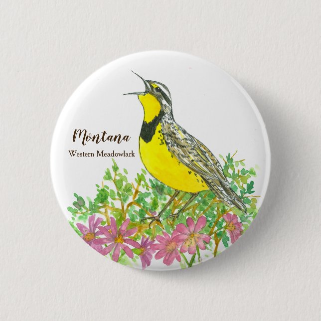 Montana Western Meadowlark State Bird Button (Front)