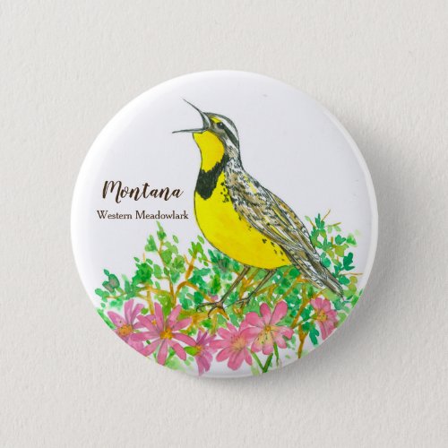 Montana Western Meadowlark State Bird Button