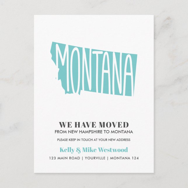 MONTANA We've moved New address New Home Postcard (Front)