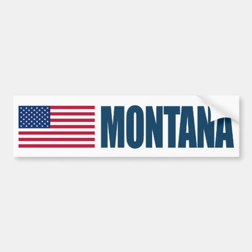 Montana with US Flag Bumper Sticker
