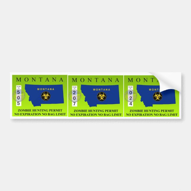 Montana Zombie Hunting Permit Bumper Sticker (Front)