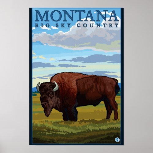 MontanaBison Vintage Travel Poster