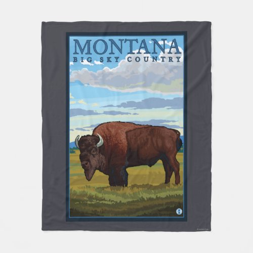 MontanaBison Vintage Travel Poster Fleece Blanket