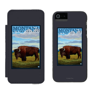 MontanaBison Vintage Travel Poster Wallet Case For iPhone SE/5/5s