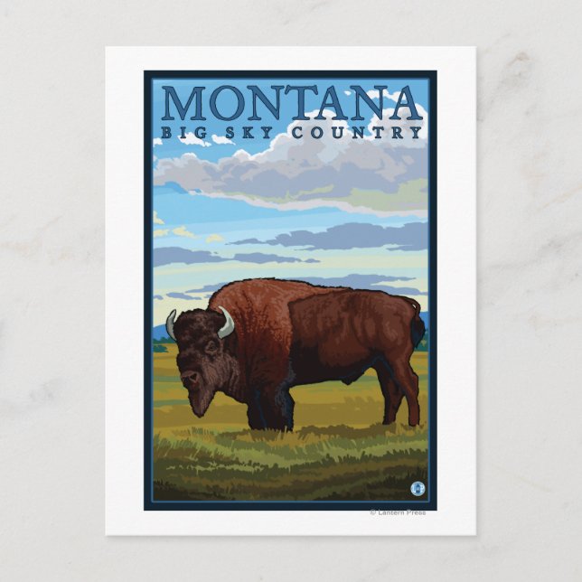 MontanaBison Vintage Travel Poster Postcard (Front)