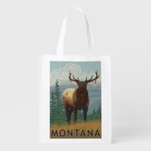 MontanaElk Scene Grocery Bag