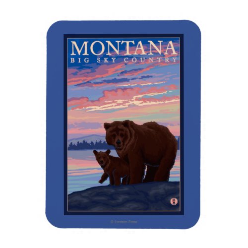 MontanaMomma Bear and Cub Vintage Travel Magnet
