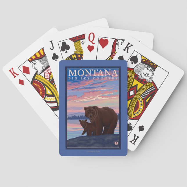 MontanaMomma Bear and Cub Vintage Travel Poker Cards (Back)