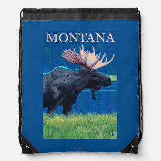 MontanaMoose Vintage Travel Poster Drawstring Bag