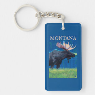 MontanaMoose Vintage Travel Poster Keychain