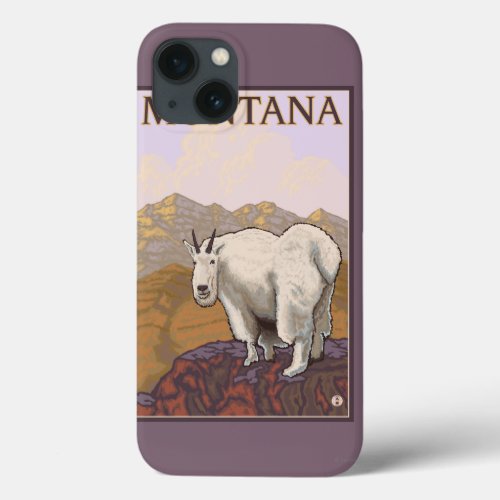 MontanaMountain Goat Vintage Travel Poster iPhone 13 Case